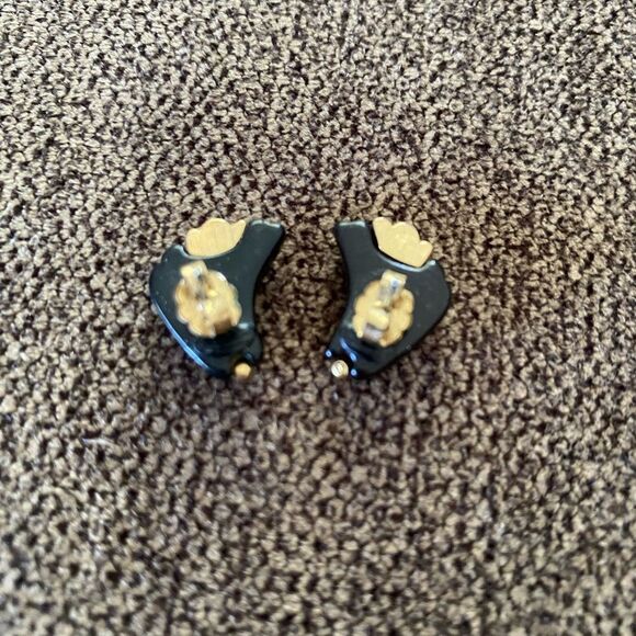 Avon Vintage 1986 About Town Black and Gold Earrings - Picture 2 of 2